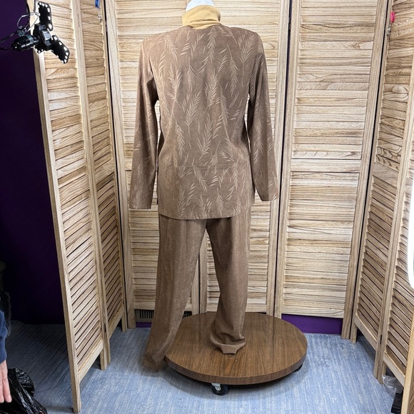 r&k originals Brown Leaf Long Sleeve Jacket Dress Pants Top Suede Feel XL - Picture 5 of 14